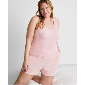 State of Day Women's Large Pink & White Printed Soft Knit Sleep Shorts NWT
